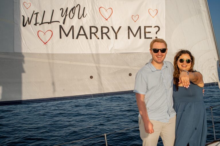 Private proposal sail setup in St. Petersburg
