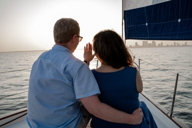 Couple on a sailboat proposal in St. Pete